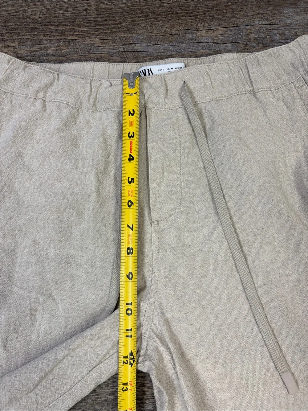 Zara Linen Blend Drawstring Jogger Pants Beige Men’s Medium